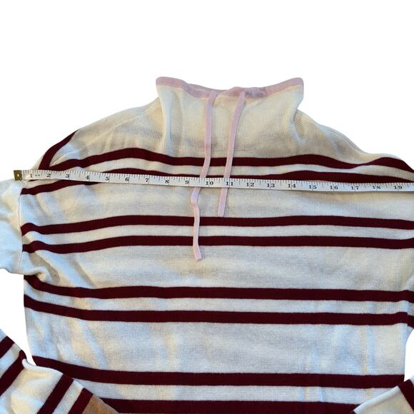LOFT Lou & Gray Maroon Cream Striped Mock Neck Lightweight Sweater - Small - Picture 8 of 11